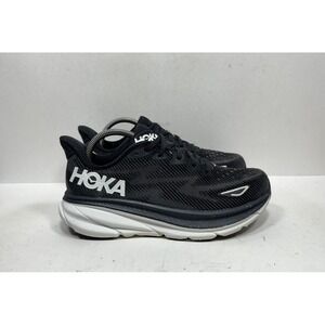 Hoka One One Clifton 9 1132211 BWHT Sneakers Womens 9 D Wide Black Running Shoes